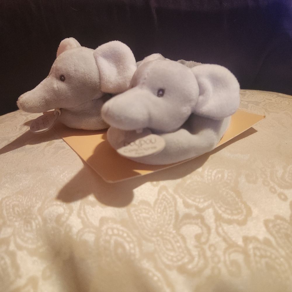 Doudou et Compagnie Cute Gray Elephant Baby Booties NWT